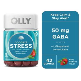 OLLY Goodbye Stress Gummy, GABA, L-Theanine, Lemon Balm, Berry, 42 Count (Brand: OLLY)